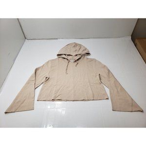 Reebok Core 10 Womens Hooded Sweatshirt Hoodie Cropped Beige Size S NWT